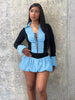 Y2K Punk Two Piece Set for Women Hollow Out Bandage Patchwork Crop Top + Puffy Bubble Skirt Suits Hot Girl Streetwear