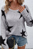 Khaki Star Pattern Drop Shoulder Sweater