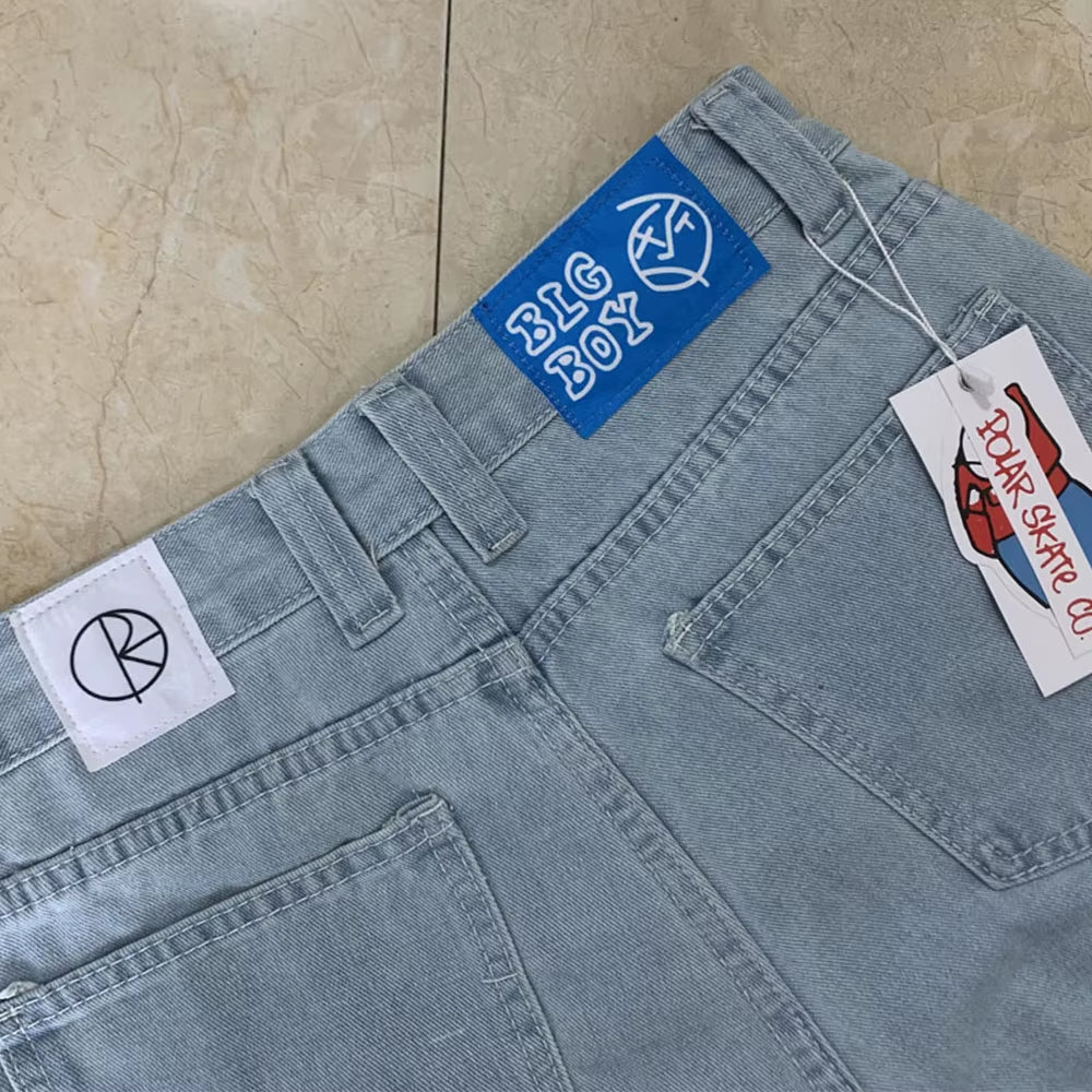 Polar Big Boy Embroidery Jeans Y2K Pants Streetwear Gothic Cartoon Blue Baggy Jeans Retro Punk Rock High Waist Denim Trousers