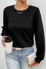 Rose Red Cable Textured Puff Sleeve Sweatshirt