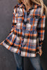 Multicolor Plaid Button Down Ruffled Shirt Jacket