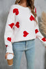 Angel Wings Heart Round Neck Dropped Shoulder Sweater