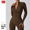 Yoga Jumpsuit Women Seamless Sports Zipper Jumpsuit Set Gym Long Sleeve Fitness Suit Elastic Gym Workout Bodysuit Athletic Wear