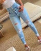 Pencil Pants Jeans Women Pencil Pants Bodycon High Waist Casual Long Pant Sheath Denim Trousers Tie Y2K Trouser Spring 2024