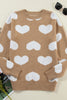 Heart Round Neck Long Sleeve Sweater