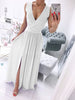 Elegant Deep V-Neck Summer Women Party Dress Sexy Solid Sleeveless Dancing Ladies Dress Fashion Slim Fitness Princess Long Dress