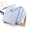 Casual Cotton Women'S Oxford Shirt 2024 Autumn New Good Quality Woman Blouse and Tops Lady White Blue Striped Shirts Clothes