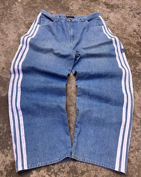 New Y2K Jeans Baggy High Quality Embroidered Striped Harajuku Sweatpants Hip Hop Streetwear Casual Wide Leg Denim Pants Aura