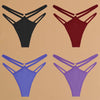 4Pcs Cotton Double Thin Belts Underwear for Women Sexy Low Waist Striped Thongs Ladies Soild Panties Breathable Lingerie