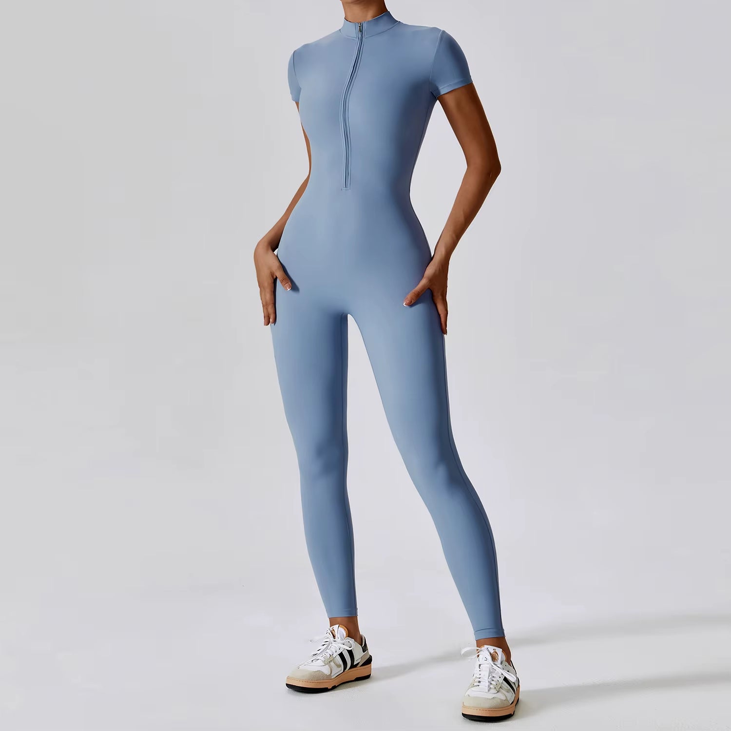 Yoga Jumpsuit Women Seamless Sports Zipper Jumpsuit Set Gym Long Sleeve Fitness Suit Elastic Gym Workout Bodysuit Athletic Wear