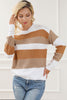 Red Stripe Cable Knit Drop Shoulder Sweater