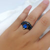 Charm Couple Ring Men'S Stainless Steel Celtic Dragon Ring Blue Zircon Women'S Ring Sets Valentine'S Day Wedding Band Jewelry