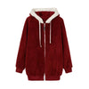 New Style Autumn and Winter Loose Plush Zipper Hooded Jacket Woman