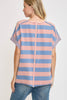 Umgee Peace Sign Patch Striped French Terry T-Shirt