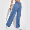 Women'S New Dark Blue Wide Leg Straight Jeans Slimming All-Match