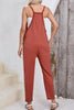 Gold Flame Side Pockets Harem Pants Sleeveless V Neck Jumpsuit