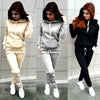 Solid Women Tracksuit Casual Hoodies Sweatshirt Pant Set Lounge Wear Sport Suit 2PCS Autumn Winter Clothes