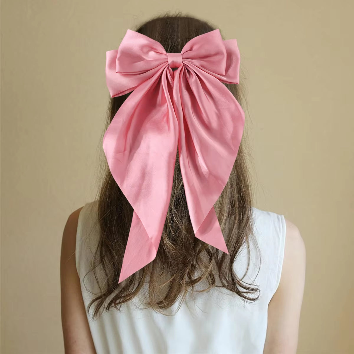 1/2Pcs Elegant Bow Ribbon Hair Clip Women Fashion Solid Bowknot Satin Hairpin Barrettes Girls Ponytail Clip Hair Accessories