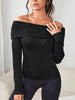 Off-Shoulder Long Sleeve Knit Top