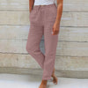 Women'S Summer Elastic Waist Solid Color Cotton and Linen Wide Leg Loose Nine-Point Pants Pants for Women Women’S Pants