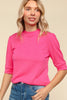 Haptics Tied Back Mock Neck Half Sleeve Knit Top