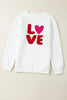 White XOXO Glitter Chenille Cable Knit Pullover Sweatshirt