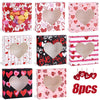 8Pcs Valentines Day Love Heart Candy Gift Box Cookie Baking Packing Paper Box with Window Wedding Birthday Party Decor Supplies