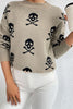 Graphic Mock Neck Dropped Shoulder Sweater