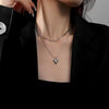 Double Layered Love Heart Pendant Necklace for Women Simple Neck Chain Jewelry