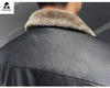 Autumn and Winter Leather Jacket Men'S Business Thickened Faux Fur Collar Windproof Warm PU Coat Men'S Brand Motorcycle Jacket