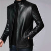 Men Faux Leather Jacket Men'S Faux Leather Motorcycle Jacket with Stand Collar Thick Warm Lining Windproof Design for Autumn