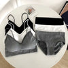 Women'S Sports Bra Set Underwear Bra Korean Style Push up No Steel Ring Bra Sexy Tube Top High Elastic Panty Set