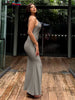 Sexy Backless Women Evening Maxi Dress Folds V-Neck Sleeveless Coquette Elegant Mermaid Matching Banquet Prom Bodycon