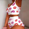 2 Pieces Set Women'S Pajama Shorts Suit Multiple Print Underwear Sexy Lingerie Camisoles Tanks Nighty Ladies Loungewear Homewear