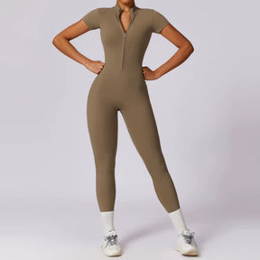 Yoga Jumpsuit Women Seamless Sports Zipper Jumpsuit Set Gym Long Sleeve Fitness Suit Elastic Gym Workout Bodysuit Athletic Wear