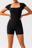 Square Neck Cap Sleeve Active Romper