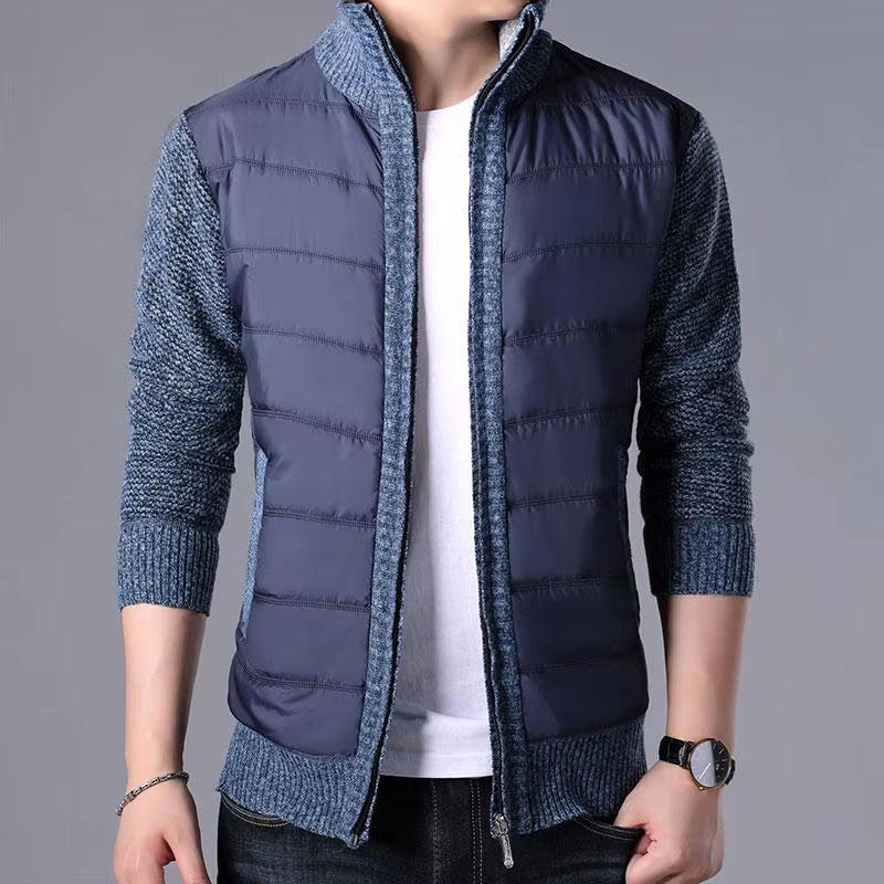 2023 New Men'S Thick Sweater Coat Male Autumn Winter Parkas Patchwork Sweatercoat Zipper Cardigans Sweater Man Jacket Outerwear