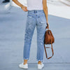 Spring & Fall Vintage Blue Ripped Jeans for Women Stretchy Slim Fit Denim Pants Female'S Casual Streetwear