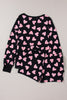 Heart Print Long Sleeve Top and Shorts Lounge Set