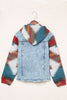 Multicolor Aztec Print Frayed Hem Denim Jacket