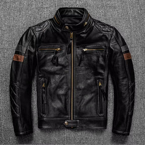 CC Shop.Brand New Pro Motor Biker Real Leather Jacket.Black Men Rider Cowhide Coat.Quality Leather Cloth Cuero Natural