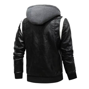 2024 Autumn Winter Men'S Leather Jacket High Quality Korea Fashion Youth Hooded Leather Coats EUR Size 3XL Blouson Homme Hiver