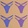 4Pcs Cotton Double Thin Belts Underwear for Women Sexy Low Waist Striped Thongs Ladies Soild Panties Breathable Lingerie