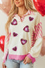 Valentine’s Day Sequin Heart Pattern Long Sleeve Sweatshirt