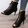 Sandals Hollow Mesh Heels Women'S Shoes Summer 2022 Trend Black Lace-Up Sexy Peep Toe Boots Stilettos Jazz Dance Female Shoes