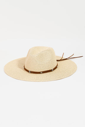 Fame Rope Strap Wide Brim Weave Hat