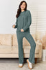 Basic Bae Full Size Ribbed Drawstring Hooded Top and Straight Pants Set