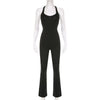 Women Sexy Jumpsuits Hollow Out Backless Sleeveless Solid Rompers Casual Bodycon Streetwear Sporty Overall Black Summer