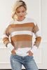 Red Stripe Cable Knit Drop Shoulder Sweater