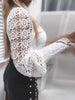 Shirts Elegant Office Ladies White Collared Lace Patchwork Hollow Out Button up Womens Tops and Blouses 2024 Fashion New Blouse